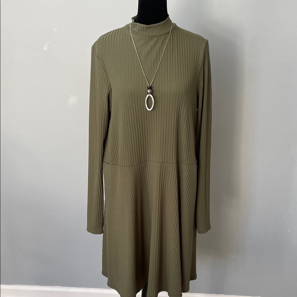 Olive Green Long Sleeve Dress by boohoo new size 10